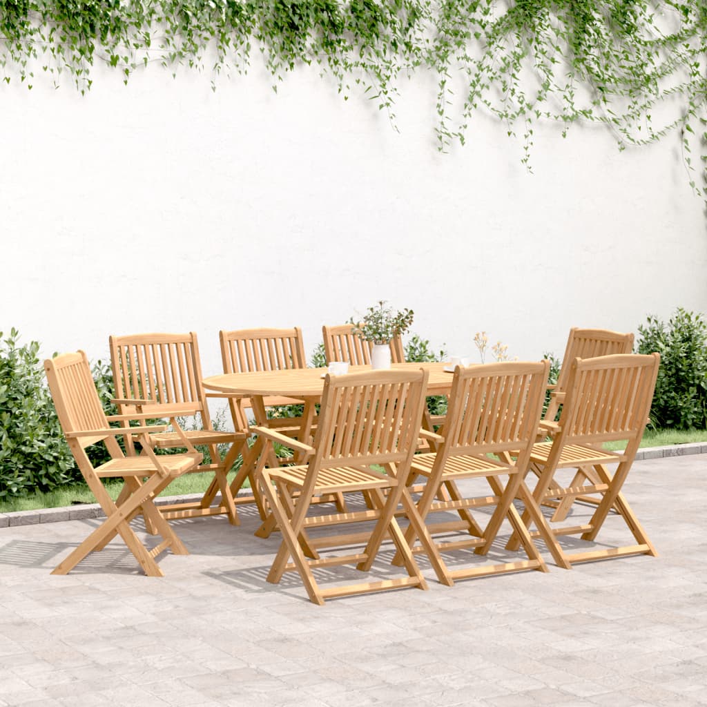 9 Piece Folding Outdoor Dining Set Solid Acacia Wood
