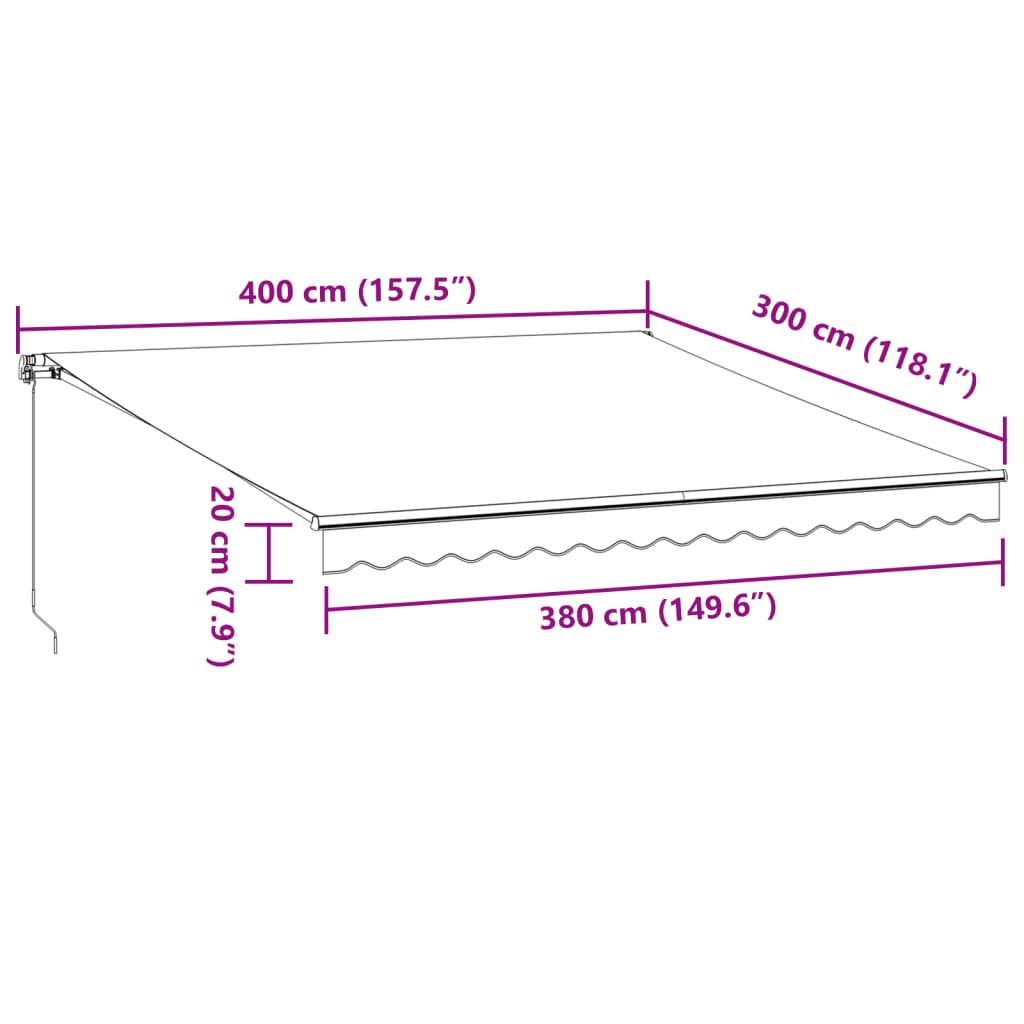 Manual Retractable Awning Burgundy 400X300 Cm