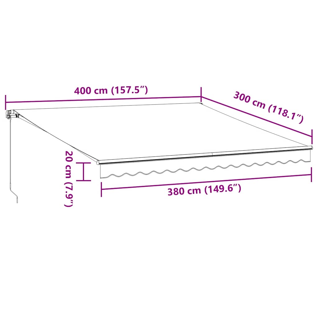 Automatic Retractable Awning Burgundy 400X300 Cm