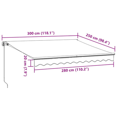 Manual Retractable Awning Burgundy 300X250 Cm