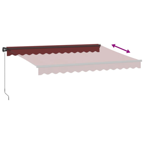 Manual Retractable Awning With Leds Burgundy 350X250 Cm