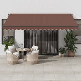 Manual Retractable Awning With Led Orange And Brown