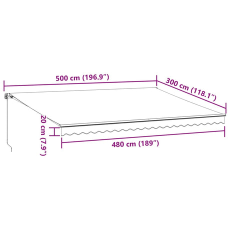 Manual Retractable Awning Brown 500X300 Cm