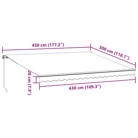 Manual Retractable Awning Brown 450X300 Cm