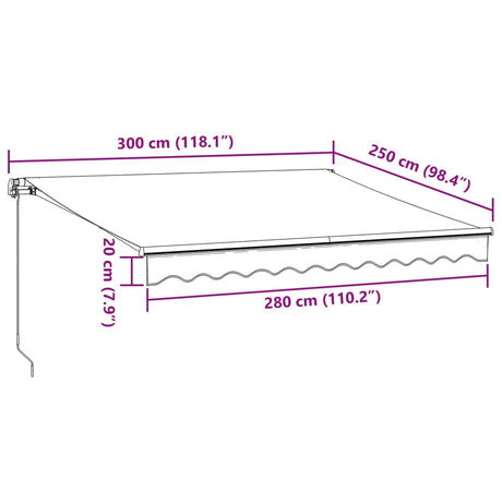 Manual Retractable Awning Brown 300X250 Cm
