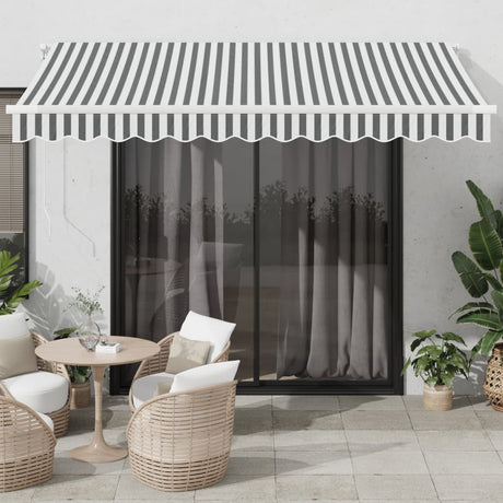 Automatic Retractable Awning With Led Anthracite&White 450X350 Cm
