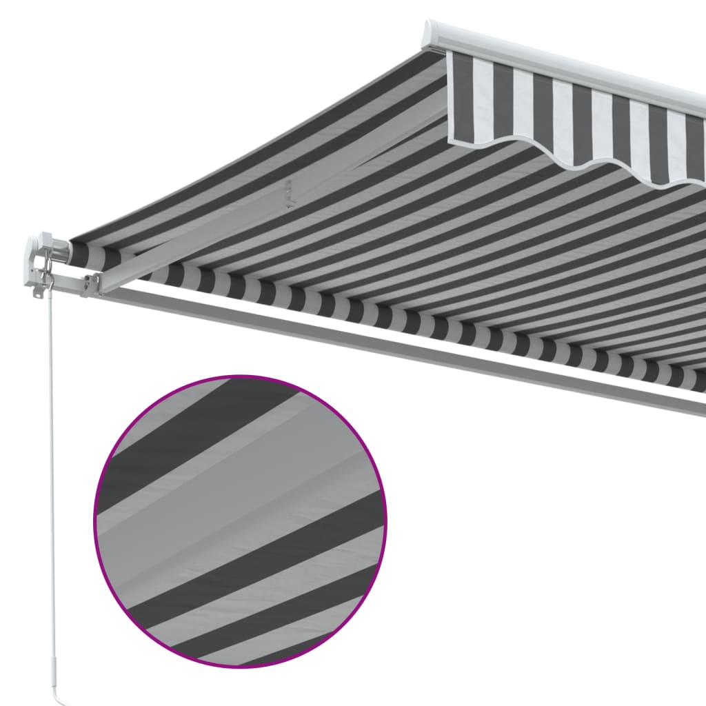 Manual Retractable Awning Anthracite&White 500X300 Cm