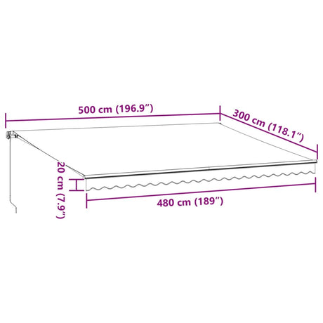 Manual Retractable Awning Anthracite&White 500X300 Cm