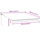Manual Retractable Awning Anthracite&White 400X300 Cm