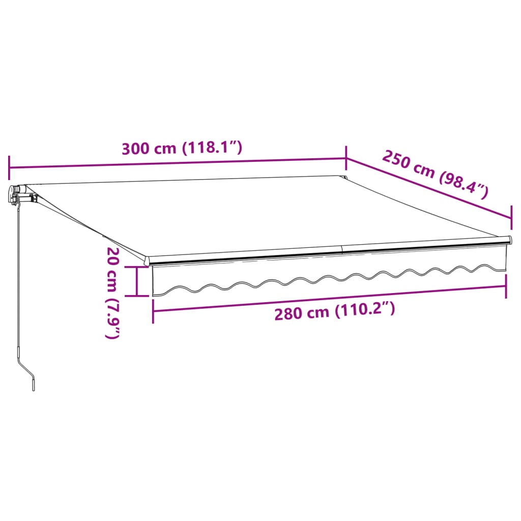 Manual Retractable Awning Anthracite&White 300X250 Cm