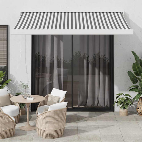 Retractable Awning Anthracite And White 5X3 M Fabric&Aluminium