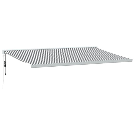 Retractable Awning Anthracite And White 5X3 M Fabric&Aluminium