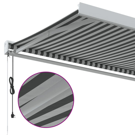 Retractable Awning Anthracite And White 5X3 M Fabric&Aluminium