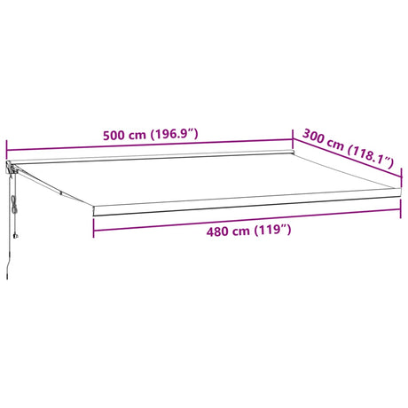 Retractable Awning Anthracite And White 5X3 M Fabric&Aluminium