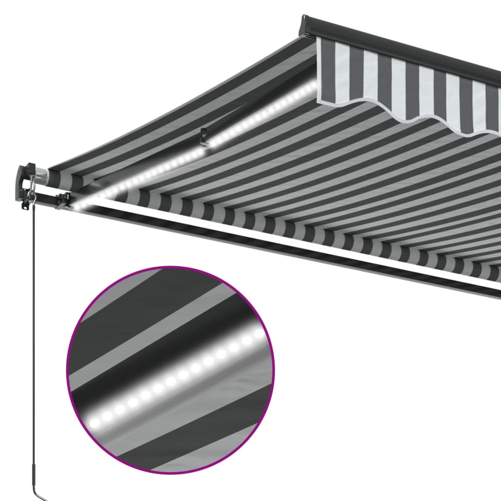 Manual Retractable Awning With Led Anthracite&White 350X250 Cm