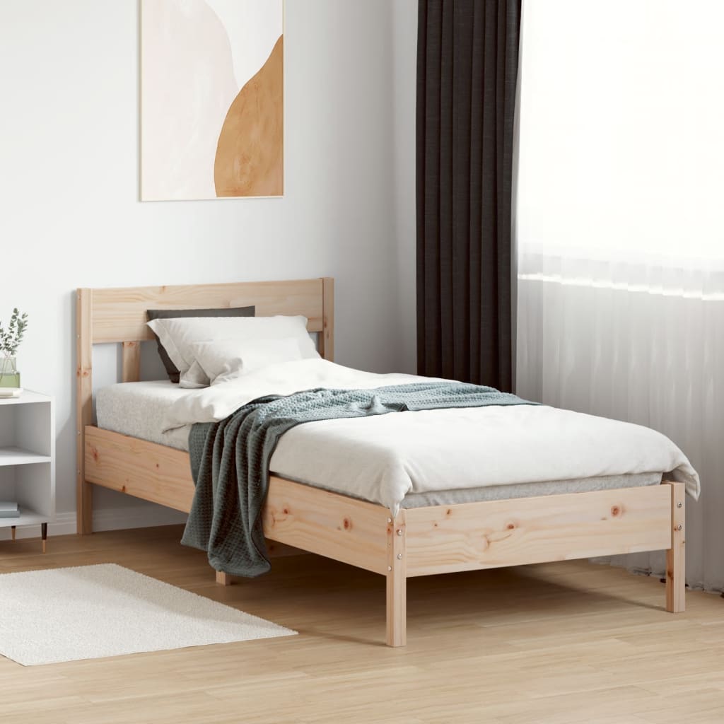 Bed Frame without Mattress 75x190 cm Small Single Solid Wood Pine