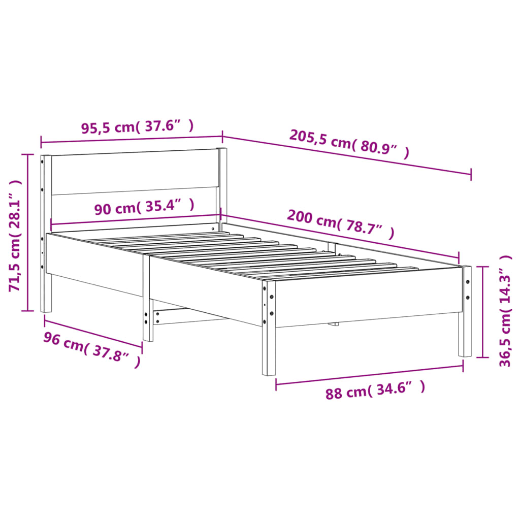 Bed Frame Without Mattress Solid Wood Pine