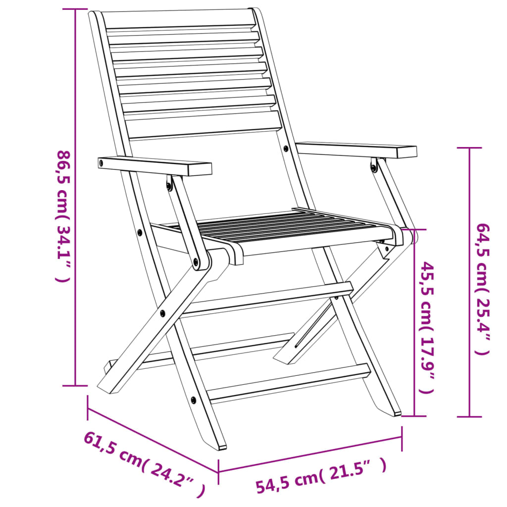 Folding Garden Chairs 4 Pcs 54.5X61.5X86.5 Cm Solid Wood Acacia