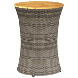 Garden Side Table Drum Shape Poly Rattan And Solid Wood