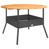 Garden Table With Acacia Wood Top Ø110X71 Cm Poly Rattan