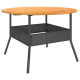 Garden Table With Acacia Wood Top Ø110X71 Cm Poly Rattan