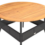 Garden Table With Acacia Wood Top Ø110X71 Cm Poly Rattan