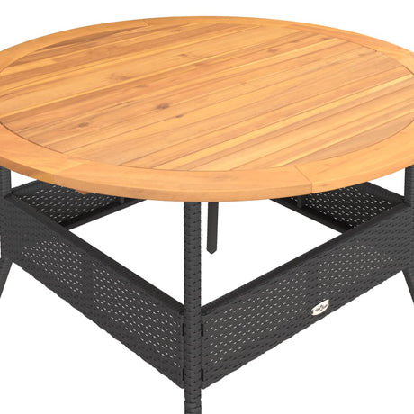 Garden Table With Acacia Wood Top Ø110X71 Cm Poly Rattan