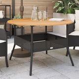 Garden Table With Acacia Wood Top Ø110X71 Cm Poly Rattan