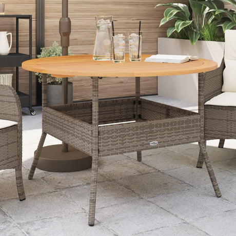 Garden Table With Acacia Wood Top Ø110X71 Cm Poly Rattan