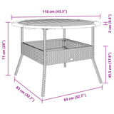 Garden Table with Acacia Wood Top Beige Ø110x71 cm Poly Rattan