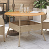 Garden Table With Acacia Wood Top Ø110X71 Cm Poly Rattan