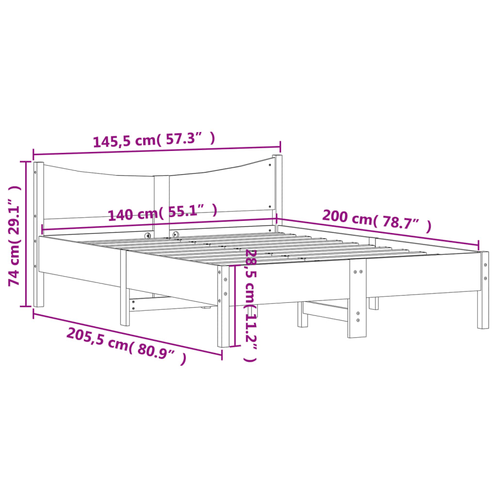 Bed Frame Without Mattress Solid Wood Pine