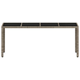 Garden Table with Glass Top Light Grey 190x90x75 cm Poly Rattan