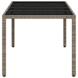 Garden Table with Glass Top Light Grey 190x90x75 cm Poly Rattan