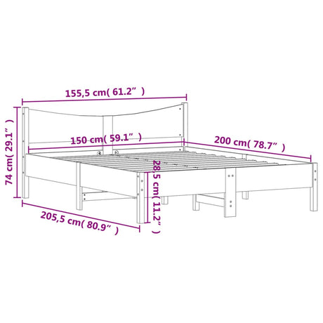 Bed Frame Without Mattress King Size Solid Wood Pine