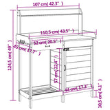 Potting Table With Cabinet 110.5X45X124.5 Cm Solid Wood Fir
