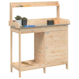Potting Table With Cabinet 110.5X45X124.5 Cm Solid Wood Fir