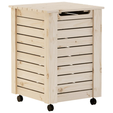 Laundry Basket With Wheels Rana 45X45X64 Cm Solid Wood Pine