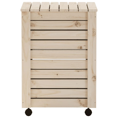 Laundry Basket With Wheels Rana 45X45X64 Cm Solid Wood Pine