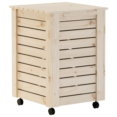Laundry Basket With Wheels Rana 45X45X64 Cm Solid Wood Pine