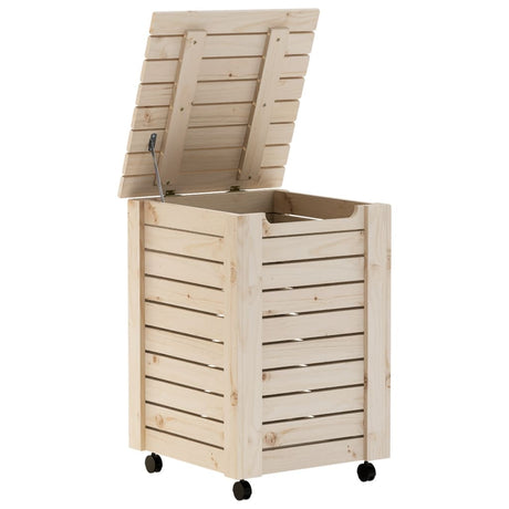Laundry Basket With Wheels Rana 45X45X64 Cm Solid Wood Pine