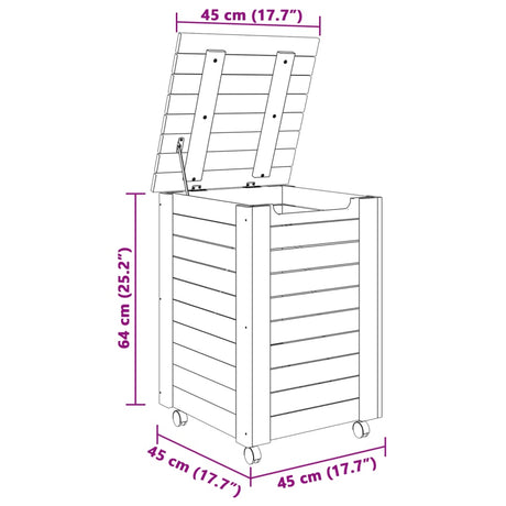 Laundry Basket With Wheels Rana 45X45X64 Cm Solid Wood Pine