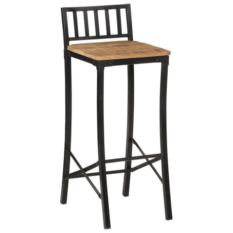 5 Piece Bar Set Solid Rough Wood Mango And Metal