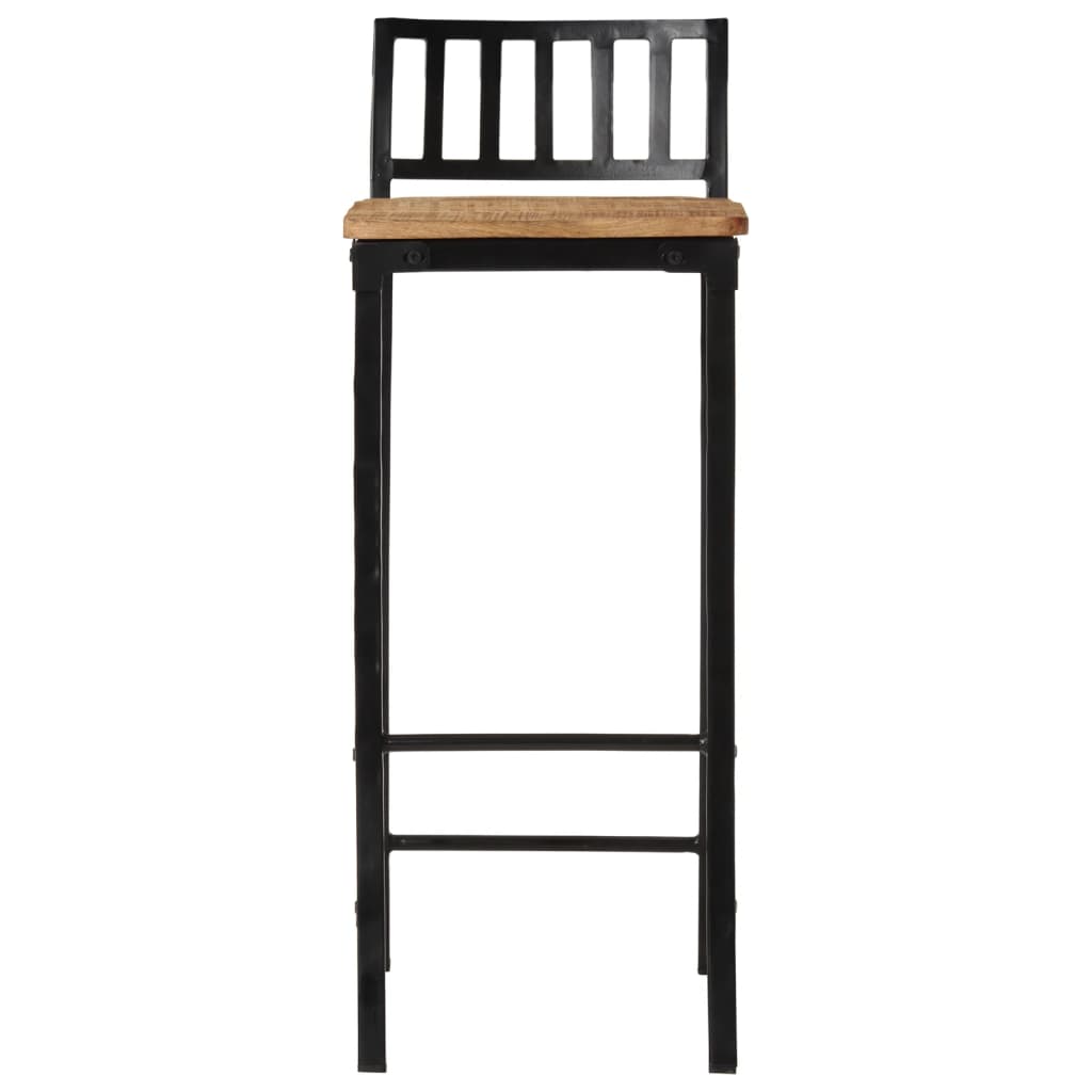 5 Piece Bar Set Solid Rough Wood Mango And Metal