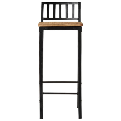 5 Piece Bar Set Solid Rough Wood Mango And Metal