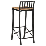 5 Piece Bar Set Solid Rough Wood Mango And Metal