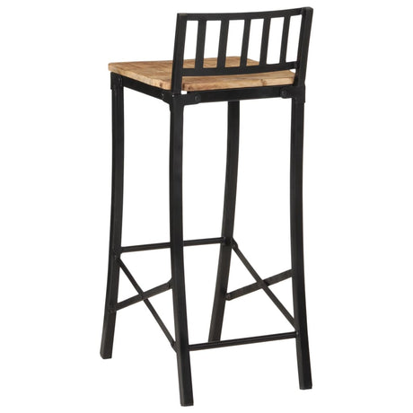 5 Piece Bar Set Solid Rough Wood Mango And Metal
