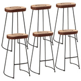 7 Piece Bar Set Solid Rough Wood Mango And Metal