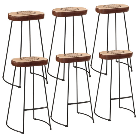 7 Piece Bar Set Solid Rough Wood Mango And Metal