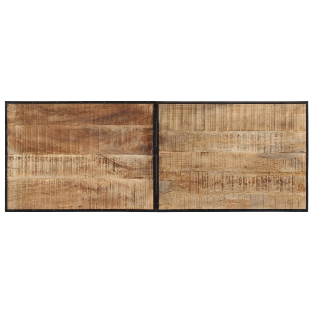 7 Piece Bar Set Solid Rough Wood Mango And Metal